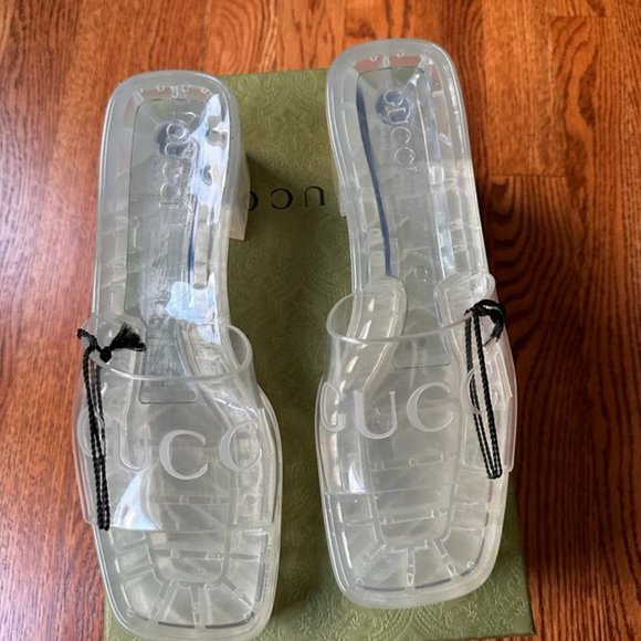 NIB Gucci Transparent Clear Jelly Platform Slide Sandals Sz 38 - Picture 6 of 6